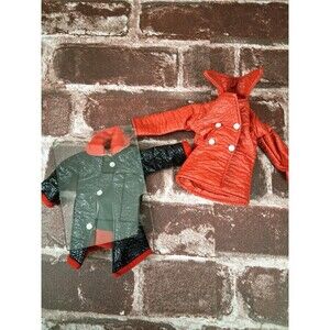 2 MEGO Faux Leather Coat Jacket MOD Cher Fashion Doll Red Black Peacoat Maddie